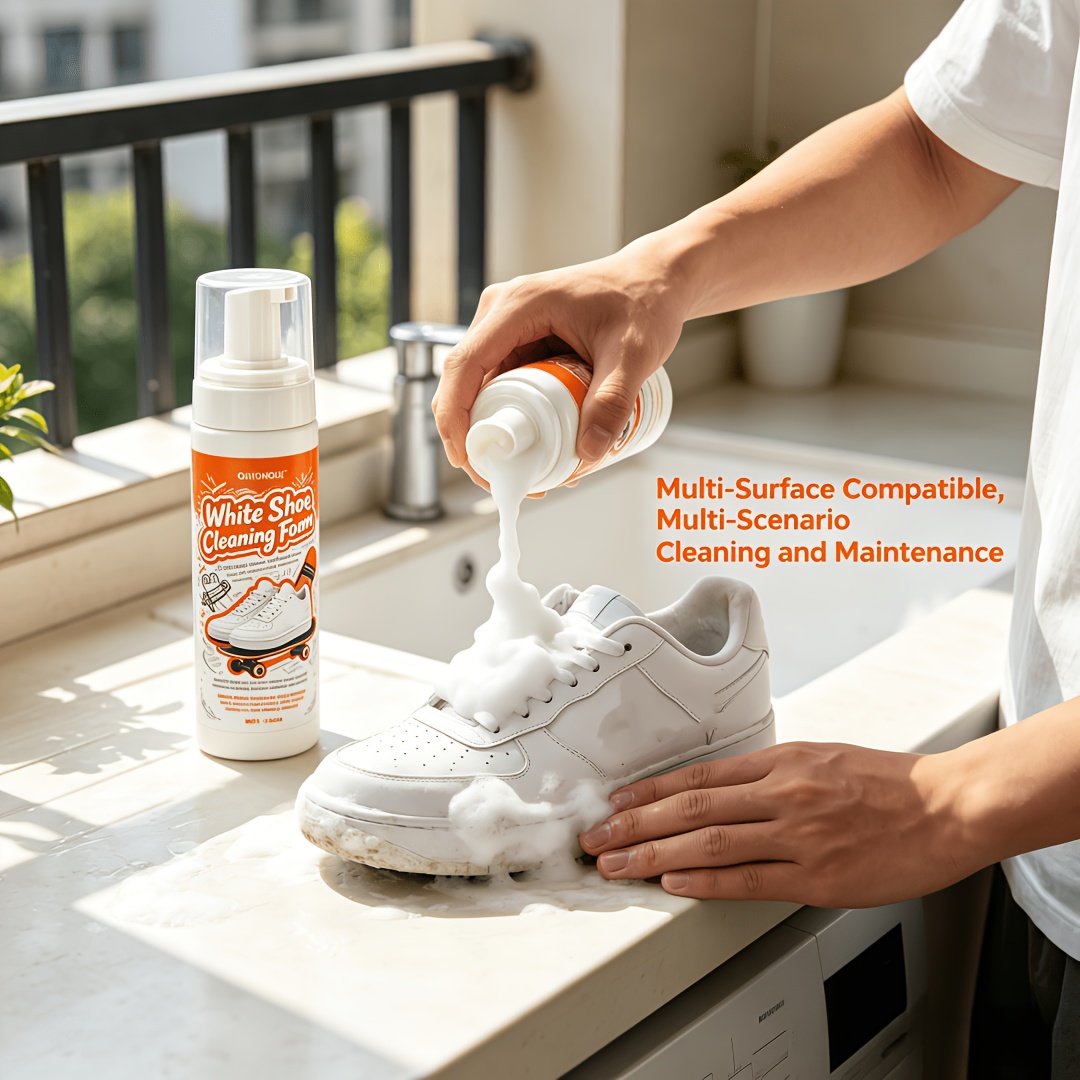 Sneaker Cleaner - منظف أحذية أبيض محمول بدون شطف،